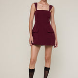 Mini Dress With Pockets - burgundy, womens dress collection