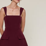 Mini Dress With Pockets - burgundy, womens dress collection