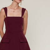 Mini Dress With Pockets - burgundy, womens dress collection