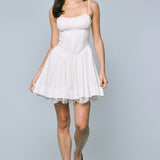 Lace Down Fit Flare Mini Dress