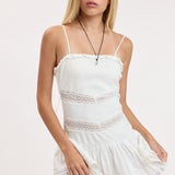 Double Lace Trim Layered Mini Dress