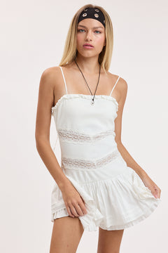 Double Lace Trim Layered Mini Dress