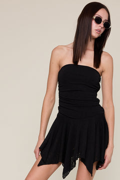 Textured Print Tube Mini Dress - black, womens dress collection