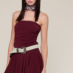 Textured Print Tube Mini Dress - plum, womens dress collection