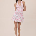 Floral Halter Scallop Smocked Mini Dress - Blush, Women's Dresses Collection