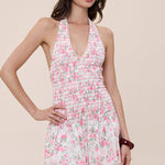 Floral Halter Scallop Smocked Mini Dress - Blush, Women's Dresses Collection