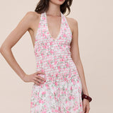 Floral Halter Scallop Smocked Mini Dress - Blush, Women's Dresses Collection