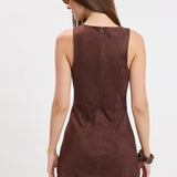 Boat Neck Inside Short Mini Dress