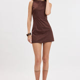 Boat Neck Inside Short Mini Dress