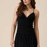 Smocked Lace Mini Dress