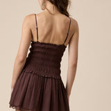 Smocked Lace Mini Dress