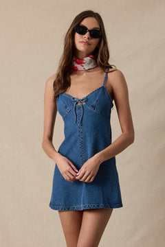 Sweetheart Front Tie Mini Dress