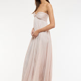 Accordion Ruffle Tube Maxi Dress