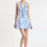 Halter Neck Tie Open Back Mini Dress