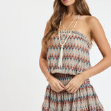 Vintage Chevron Smocked Waist Tube Mini Dress