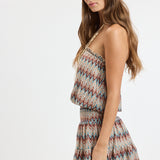 Vintage Chevron Smocked Waist Tube Mini Dress