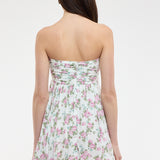 Floral Twisted Bust Tube Mini Dress