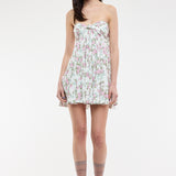 Floral Twisted Bust Tube Mini Dress