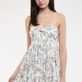 Floral Twisted Bust Tube Mini Dress