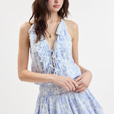 Floral Ruffle Layered Mini Dress