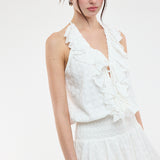 Eyelet Ruffle Layered Mini Dress