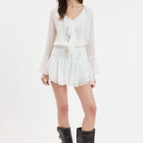 Chiffon Ruffle Point Flare Sleeve Mini Dress