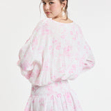 Floral Long Puff Sleeve Mini Dress