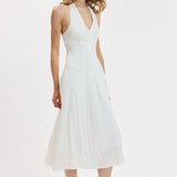 Halter Tie Soft Color Midi Dress