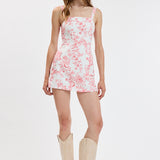 Floral Wide Strap Mini Dress With Pockets