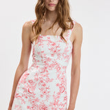 Floral Wide Strap Mini Dress With Pockets
