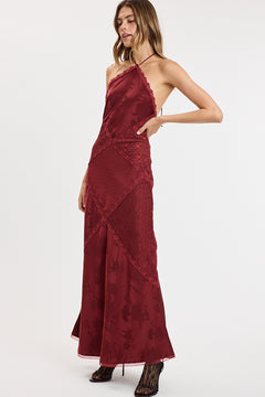 Jacquard Patchwork Lace Maxi Dress