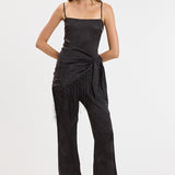 Wrap Overlay Fringe Jumpsuit