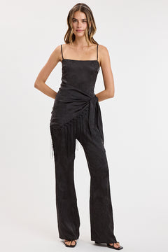 Wrap Overlay Fringe Jumpsuit