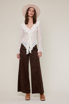 Suede Wide Leg Trouser