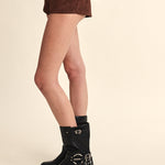 Suede Solid Color Slim Fit Micro Short - brown, womens shorts collection