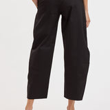 Solid Mid Rise Barrel Pant