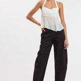 Solid Mid Rise Barrel Pant