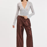 Silk Texture Ankle Length Cargo Pant