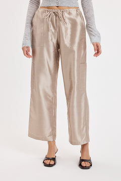 Silk Texture Ankle Length Cargo Pant