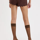 Scallop Edging Brushed Texture Suede Short