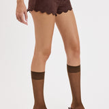 Scallop Edging Brushed Texture Suede Short
