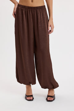 Satin Elastic Waistband Balloon Pant