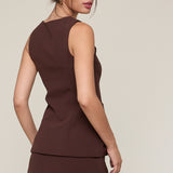 Front Button Vest & Slim Fit Mini Skirt Set