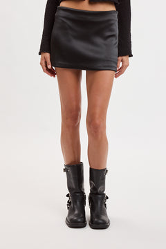 Side Zipper Mini Skirt