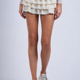 Mesh Lace Ruffle Skort