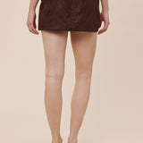 Suede Solid Color One Side Slit Skort
