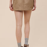 Suede Solid Color One Side Slit Skort