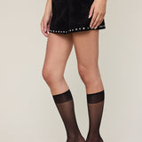 Side Slit Studded Mini Skort
