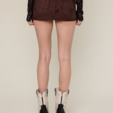 Faux Suede Belted Mini Skirt