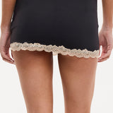 One Side Slit Lace Trim Mini Skirt